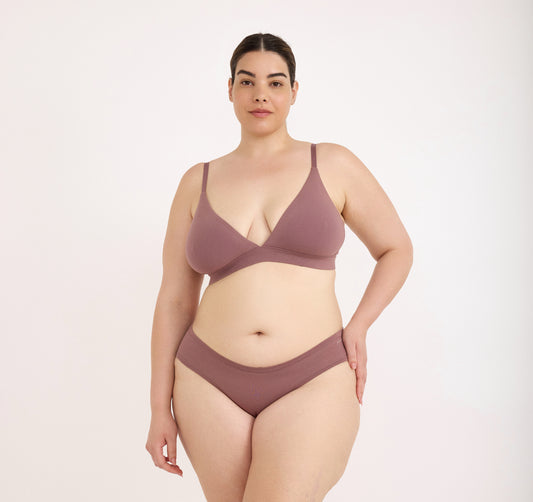Bralette Triángulo Algodón  Orgánico Palo Rosa