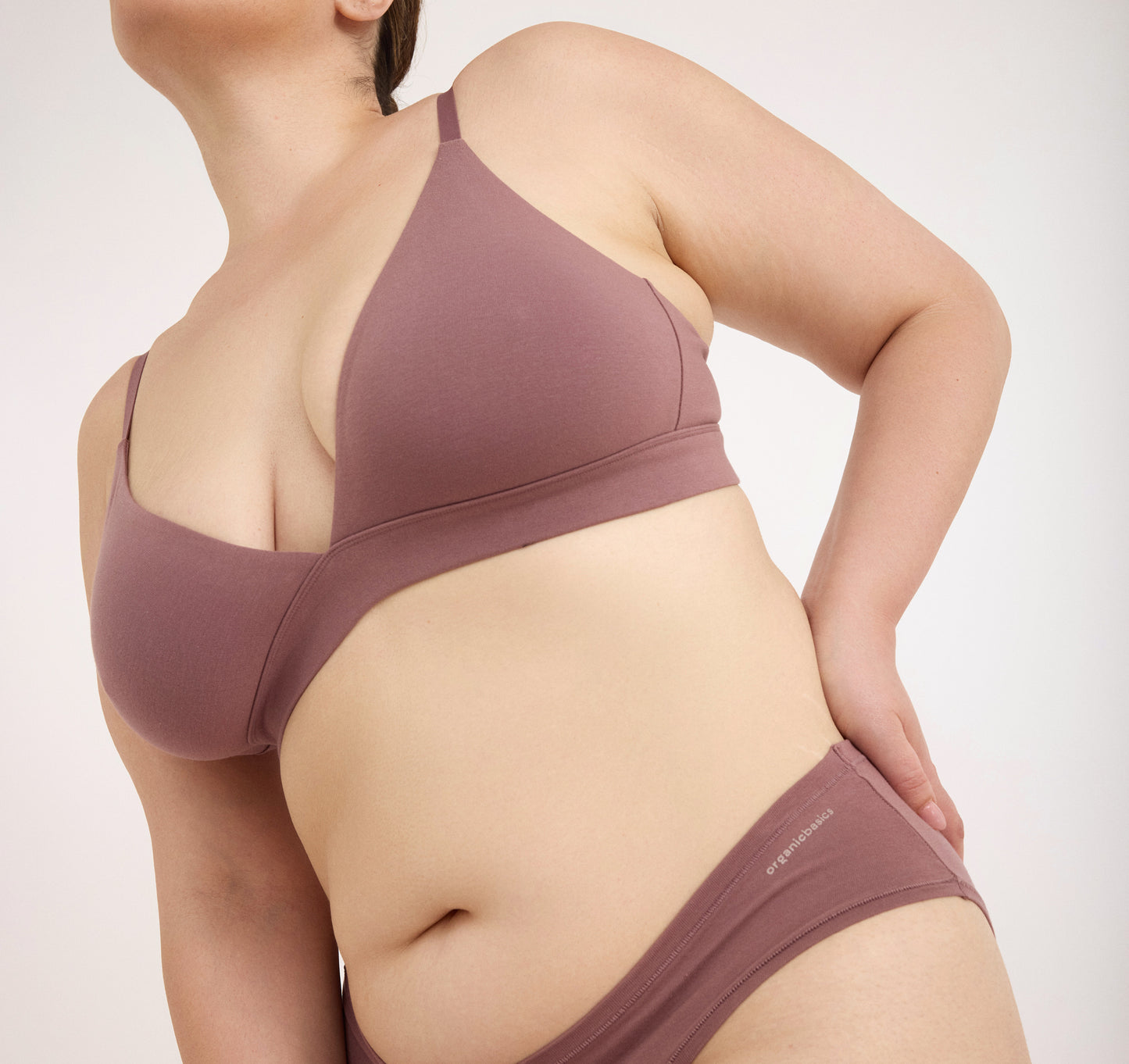 Bralette Triángulo Algodón Orgánico Palo Rosa