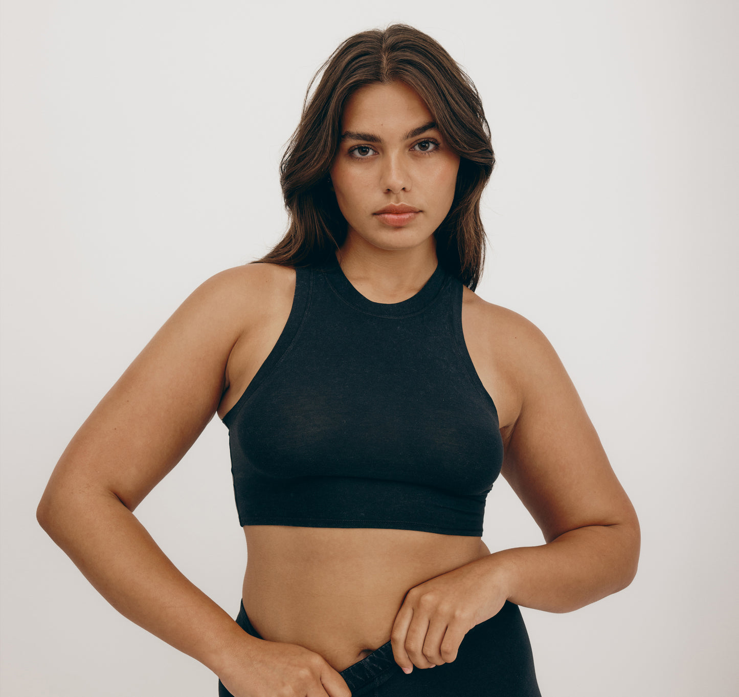 Crop Top Algodón Orgánico Negro
